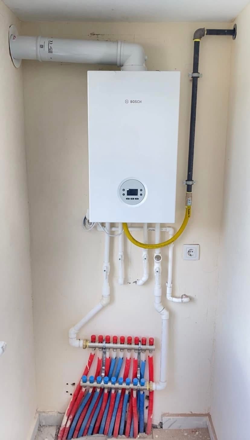 Isparta Antalya Bosch yoğuşmalı kombi montajı ve yerden ısıtma kolektör bağlantısı